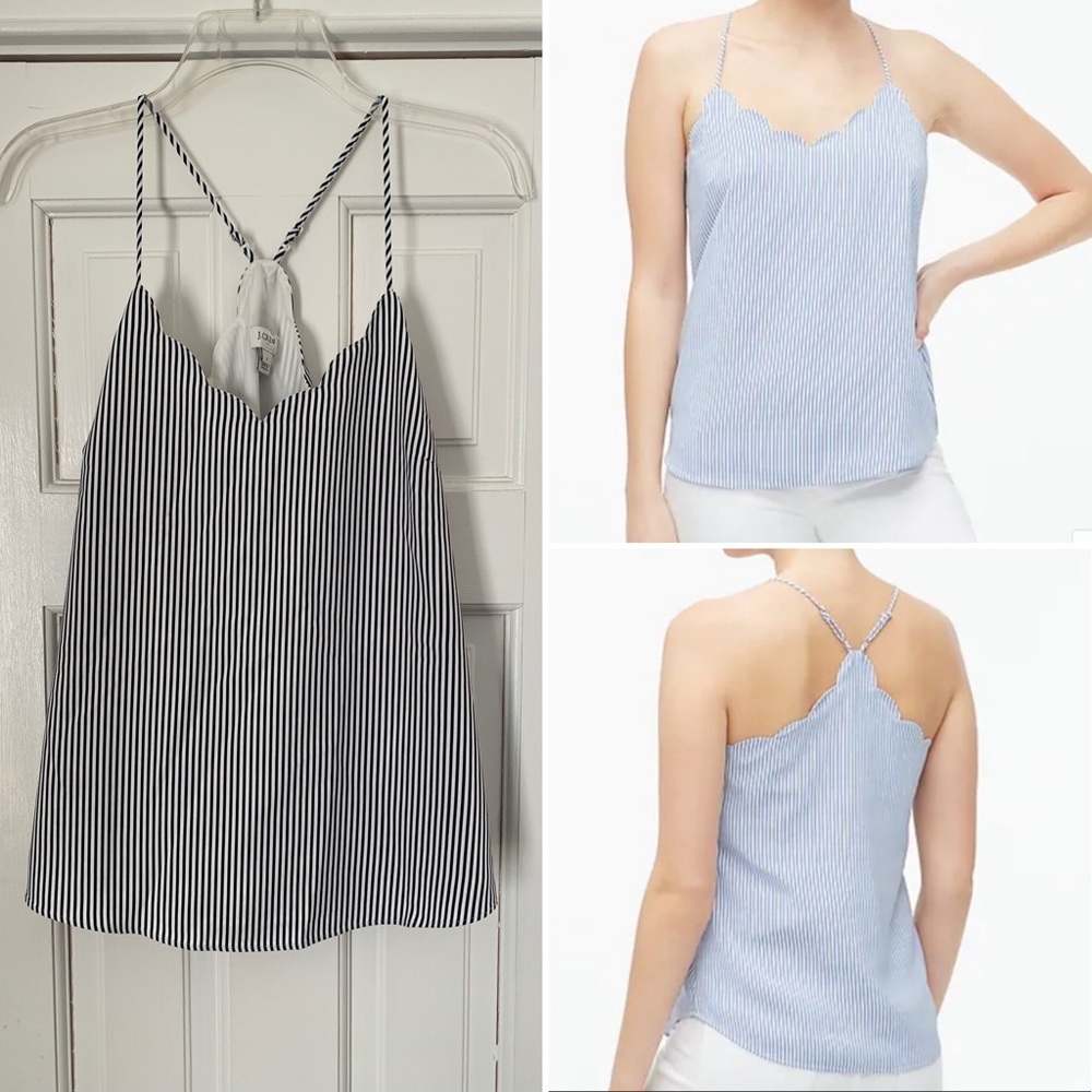J. Crew Striped Scalloped Tank